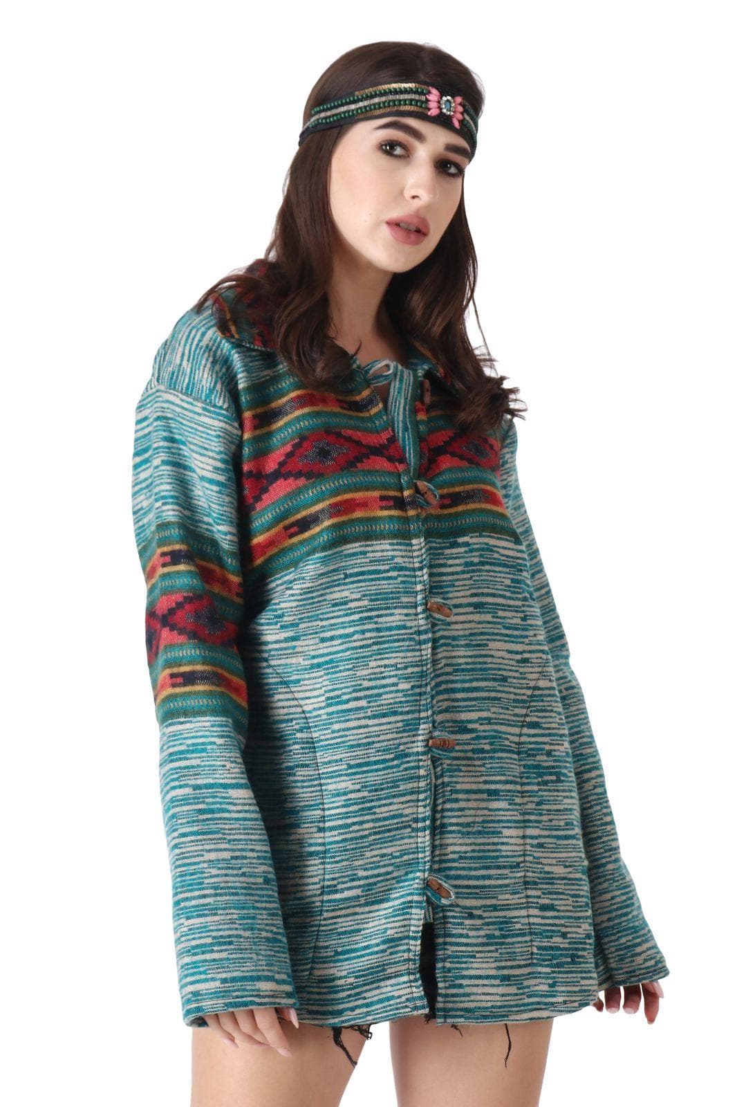 01153 Куртка на пуговицах утепленная, размер свободный, шерсть (в ассортименте)